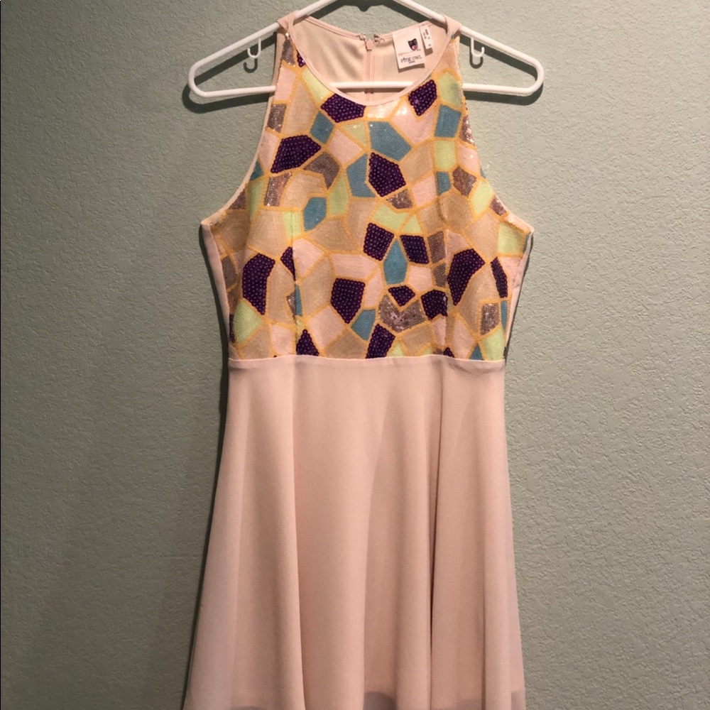 Sleeveless Dress - Cream with Sequin Detail